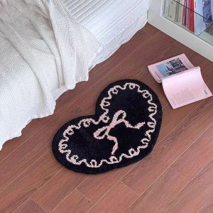Thảm Chùi Chân Hình Trái Tim Hàn Quốc VIKAMA Thảm Giả Cashmere Thấm Nước Cho Phòng Khách Phòng Ngủ - Thảm Lót Chân Bằng Vải Polyester Mềm