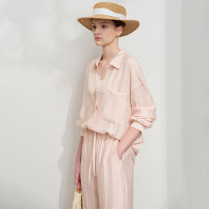 Amii 2025 Autumn Simple New Loose Lazy Style Pure Color Long Sleeve Pleated Collar Womens Shirt Commute Style Loose Fit Long Sleeve