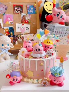 INS Style Kirby Kids Birthday Cake Cake Ornaments Cartoon Candle Balloon Cake Decoration Plug-in