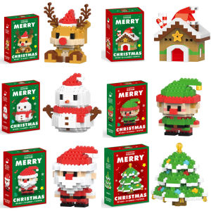Santa Claus Reindeer Puzzle Assembling Bricks Micro Building Block Series Christmas Gifts Table Decoration Children Toys