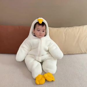 Paidaxing White Goose Baby Bag Spring Autumn Winter Thick   Newborn Baby Jumpsuit Starfish Babys Blanket Warm Rompers