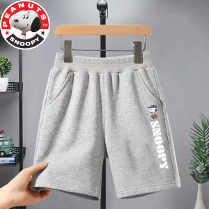 Snoopy Boys Short Pants Summer Wear Five-Point Loose Fit Childrens Clothing Pure Cotton Casual Style mid Waist Belt