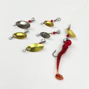 MNFT 10 Chiếc Kim Loại Spinner Thìa Mồi Câu Cá Bộ - Vàng/Bạc Quy Mô Kim Sa Lấp Lánh Mồi Cứng Cho Cá Hồi Pike Nước Biển Câu Cá
