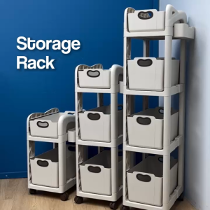 HippoMart Storage Rack with Wheels | Trolley Shelf | Multipurpose Movable Organizer | Under Desk Trolley