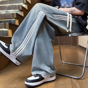 GZAF Thickened Wide Leg Jeans Mens Loose Straight American Style Long Pants Autumn Winter New Arrival Youth Casual Cotton Denim