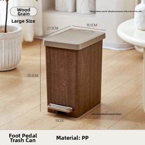 bydoll | Vintage Wooden Pattern Trash Can Large Capacity With Lid