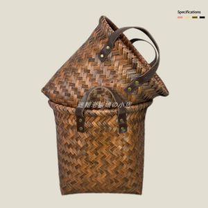 Handcrafted American Style Wicker Storage Bucket Living Room TV Cabinet Dirty Laundry Basket Snack Box Plastic Organizer