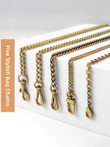 High-End Gold Tone Chain Bag Strap Replacement Single Shoulder Underarm Crossbody Vintage Bronze Leather Bag Accessories