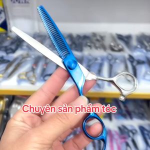 TITAN Kéo tỉa nhặt sạn tay trái Titan 6.0 in ăn tóc 15-20% thép nhật S440C răng cong tỉa mỏng không vết cắt