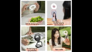 Magnetic Selfie Light MagSafe Compatible for Phone Folding LED Ring Fill Light USB Rechargeable 3 Colo Built-in Stand Magnetic Ring Suitable for Makeup Lighting Selfie Shooting Professional Photography Online Calls Video Conferences