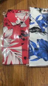 พร้อมส่ง เสื้อสงกรานต์ เสื้อฮาวาย เสื้อ แฟชั่นผู้ชาย  เสื้อเชิ๊ตคอปกแขนสั้น เสื้อเชิ๊ตลำลอง เสื้อแขนสั้น เสื้อลายดอก เป็นงานผ้าสปันพิมส์ ลายชบาดอกขาว 07 เสื้อผ้าผู้ชาย