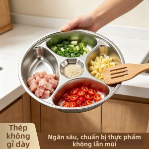 Đĩa Chuẩn Bị Đa Năng Năm Phần bằng Thép Không Gỉ