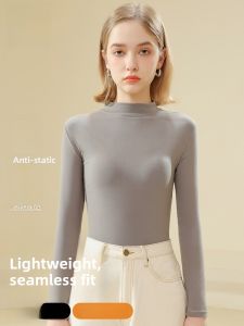 Miiow | MiiOW Cat Lady Half High Neck Base Shirt Womens New 2025 Seamless Warm Top Inner Wear Outer Wear Autumn Winter Polyester Fiber