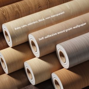 Self-Adhesive Wood Grain Flame Retardant Thick Decoration Wallpaper