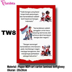 TATSBITA Pajangan Hiasan Dinding Dekorasi Wall Decor Tut Wuri Handayani Sumpah Pemuda Pancasila Proklamasi Pembukaan UUD 1945 Quotes Kemerdekaan Tema Merah Putih Ukuran 20x30cm