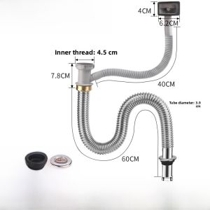 Stainless Steel Kitchen Sink Drain Kit Single Double Slot Sink Strainer Drainage Accessories Kitchen Sink Waterflow Parts Set
