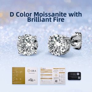 MESU.ACC | Classic Stylish Four-Prong Moissanite Dazzling 925 Silver 18K Gold Plated Earrings