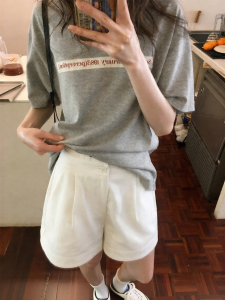 NIHAOKANONG | Quần Short Đùi Rộng Cao Waisted Cho Phụ Nữ Nhỏ Gọn Mùa Hè