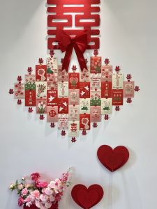 Wedding Decorations Red Double Happiness Character Wall Decals for Groomsmen and Bridesmaids Living Room Sofa Background Wall Decor