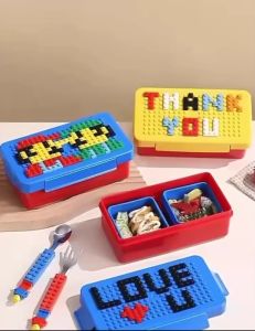 กล่องข้าวเลโก้ ส่งจากไทย 🟦 เท่าเวฟ ช้อนส้อมแยก เข้าเก็บไว้ด้วย