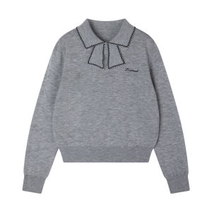 MUCMUKN | Merino Wool Bow Collar Sweater Spring Wear