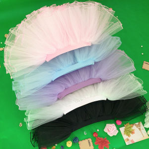 กระโปรงเด็กกระโปรงผ้าโปร่งบัลเล่ต์สําหรับเต้นรําของเด็กหญิงกระโปรงสําหรับฝึกเต้นสําหรับเด็กหญิงที่นิยมในโลกออนไลน์สี่ชั้นสีขาวแมทช์ลุคง่ายสีดํา