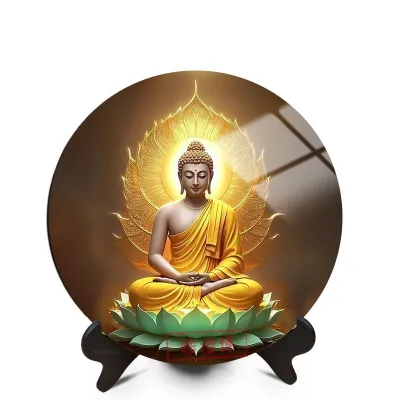 Golden Sakyamuni Buddha Statue Zen Home Altar Decor Peaceful High-end OrnamentPb60863