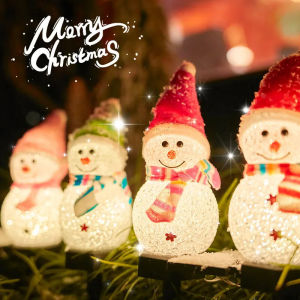 LED Snowman Solar Garden Light Xmas Outdoor Ground Stake Lamp Christmas Theme Party Decor Waterproof