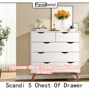 Panelbond Scandi 2+3 drawer cabinet for home bedroom modern Nordic 5-layer drawer storage cabinet solid legs export quality cabinet