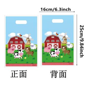 Miniso | Green Farm Gift Bag Tractor Theme Birthday Party Decoration Goody Biscuit Loots Candy Bag Baby Shower Tractor Party Favors Suppl