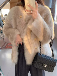 Luxurious Short Fur Coat Womens 2025 New Autumn Winter Padded Fashion Quilted Mini Length Integrated Leather And Fur Xiang Style