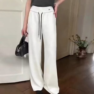 Ginza6 Stetchable Sports Sweat Pants Yoga High Waist Loose Fitting Casual Baggy Drawstring Hangging pants women 650#