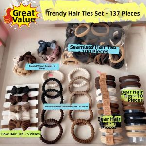 High Elasticity Seamless Durable Hair Ties 137 Pieces