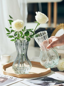 Medium Glass Flower Vase Creative Home Decor Living Room Fresh Flowers Rose Planting Simple Modern Style Desktop Decoration