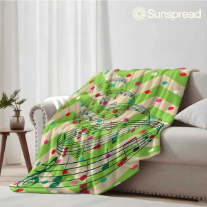 Beast Kingdom | Chevron Music Note Soft Warm Flannel Blanket Lightweight Cozy Christmas Halloween Home Decor Room