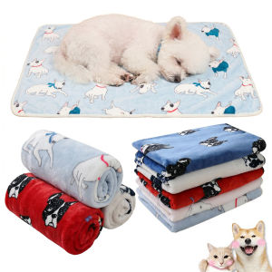 Soft Flannel Pet Blanket Cute Bulldog Print Warm Dog Bed Mat Cat Cover Breathable Sleeping Pad for Puppy Kitten Hamster Supplies
