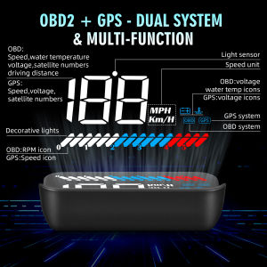 RYSJM | M7 Smart Digital Multi-Function Meter OBD+GPS Head Up Display OBD2 Fuel Consumption Temperature Speed Driving Mileage Alarm