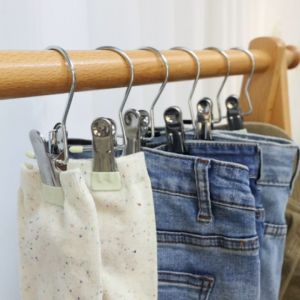 10Pcs/set Laundry Hook Clips Hanging Clothes Clips Stainless Steel Hangers Clips Sock Hat Pants Drying Clothes Pins Home Laundry Clothes Pegs