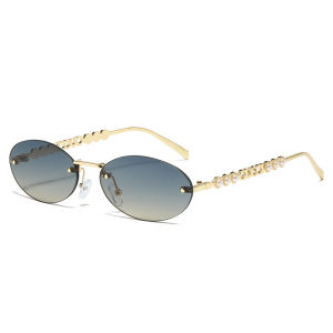 2025 Fashion Oval Sunglasses Women Luxury Designer Crystal Peral Decoration Flash Sun Shades Ladies
