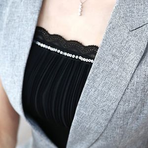 เสื้อกล้ามสายเดี่ยวผ้าฝ้ายแท้สำหรับผู้หญิงเสื้อตัวในสีดำสำหรับฤดูร้อนเสื้อเกาะอกลูกไม้ใส่ด้านนอกใส่ช่วงฤดูร้อนสำหรับผู้หญิง