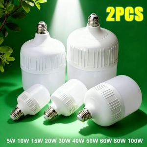 2~1PCS E27 High Power 220V 100W 80W LED Screw Mouth Light High Brightness Light Bulb White Light Eye Protection Non Flickering