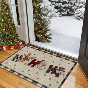 VIKAMA Christmas Happy Welcome Mat Santa Claus Reindeer Kitchen Carpet Entrance Floor Mat Holiday Home Decoration