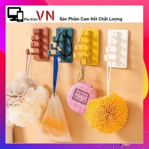 Móc Treo Đồ Dán Tường Đa Năng 4 Chấu Hình Chữ Nhật - Móc Treo Chìa Khóa Vật Dụng Quần Áo Tiện Lợi - Móc Dán Tường 4 Nhánh Xoay Hình Cây Thông