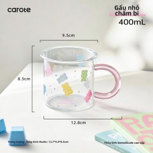 CAROTE | Cốc Thủy Tinh Borosilicate Đẹp có Quai