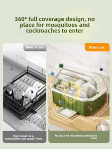 MONLEYTA | German Kitchen Bowl Dish Storage Rack With Lid Plate Utensil Storage Box Draining Home Use Dishware Organizer Box