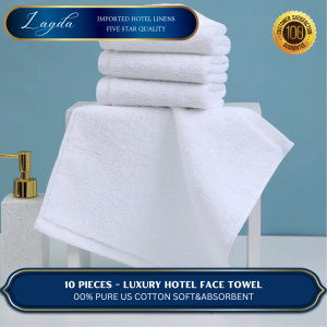 10-Pack Luxury Hotel Face Towels – 100% Pure US Cotton 32x32cm 60 grams| Soft & Absorbent | Hotels & Spas
