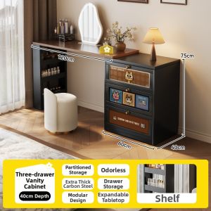 MEISD | Dopamine Style Carbon Steel Vanity Table Compact Black