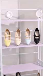 Giày Búp Bê Nữ Đế Bệt Mũi Nhọn Phối 2 Nơ Nữ Tính Thời Trang Pixie H414