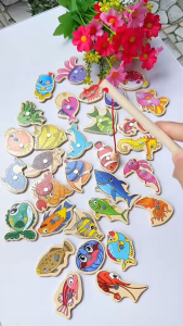 Đồ Chơi Câu Cá Gỗ Nam Châm Montessori Cho Bé 3 Tuổi+ - Bộ Câu Cá Gỗ Phát Triển Tư Duy Luyện Khéo Tay