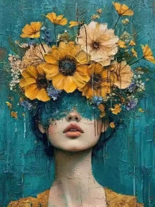 Jigsaw Puzzle 1000PCS-50X70CM Colorful Fashion Mystical Floral Woman Artwork Stress Relief Puzzle Wall Art Decor Gift